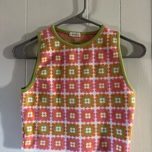 Colorful Floral Knit Cropped Tank
